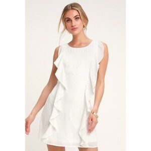 NWT Lulus Audree White Ruffled Sleeveless Dress - Size XS